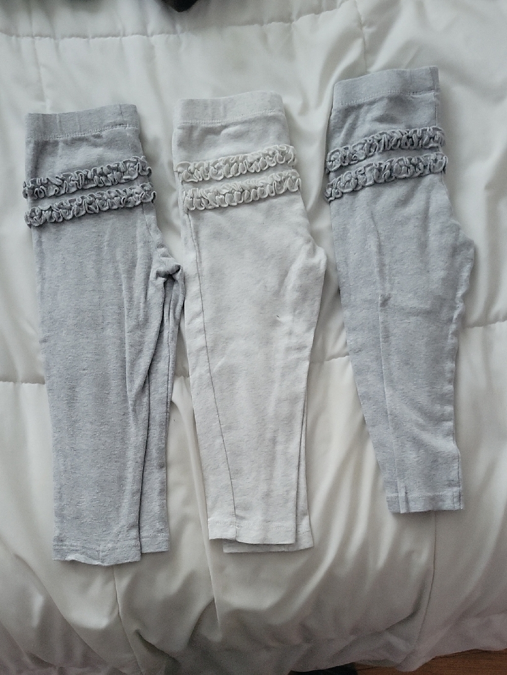 Carter's Girls Grey and Light Grey Ruffle Hem Leggings - Pack of 3